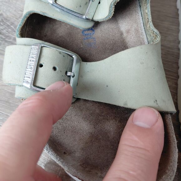 Birkenstock Arizona Sandals Women Size 36 US 5-5.5 Green Birkibuc 2 Strap Slides - Picture 13 of 13